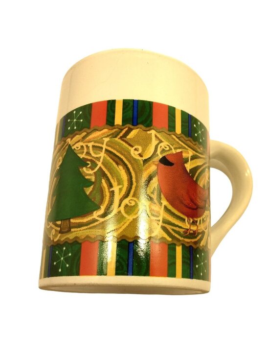 Royal Norfolk Other - Royal Norfolk Christmas Coffee Cup Mug Joy Cardinal Abstract Design Holly Tree